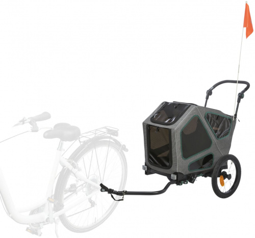 Fahrrad-Anhänger S: 64 × 92 × 80/130 cm grau/salbei